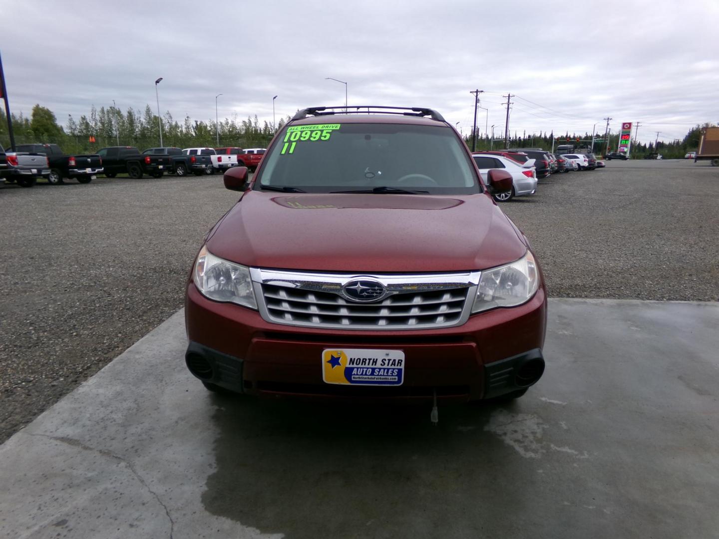 2011 Red Subaru Forester 2.5X Premium (JF2SHADC1BH) with an 2.5L H4 SOHC 16V engine, Automatic transmission, located at 2630 Philips Field Rd., Fairbanks, AK, 99709, (907) 458-0593, 64.848068, -147.780609 - Photo#1