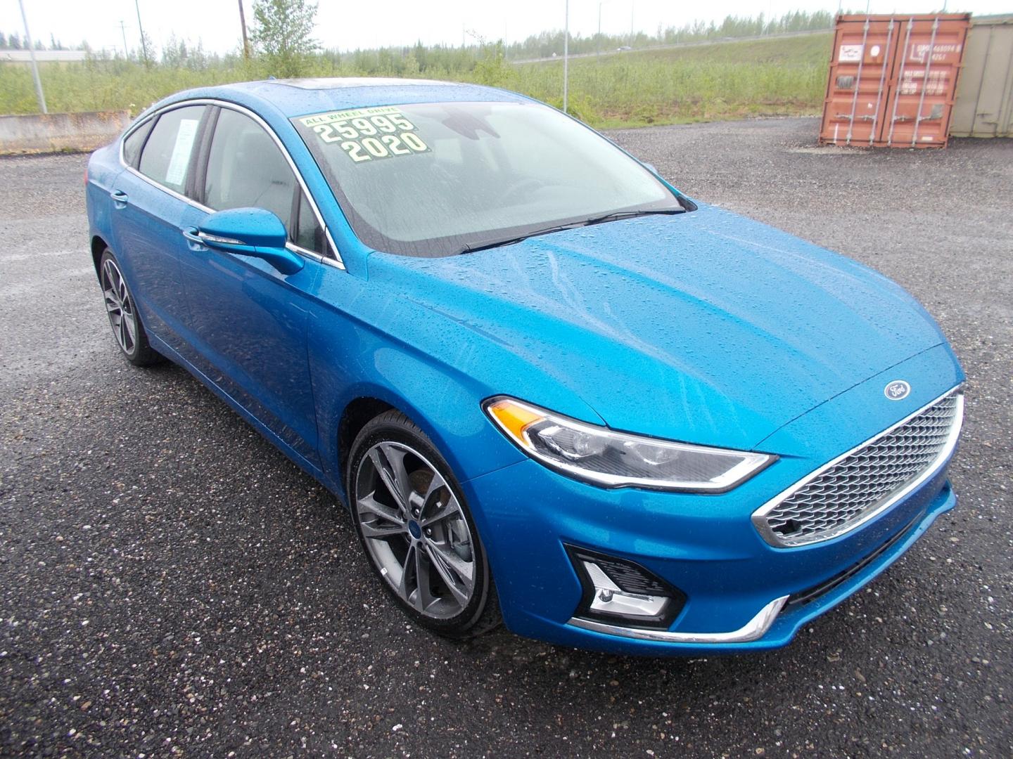 2020 Blue Ford Fusion Titanium AWD (3FA6P0D90LR) with an 2.0L L4 DOHC 16V engine, 6A transmission, located at 2630 Philips Field Rd., Fairbanks, AK, 99709, (907) 458-0593, 64.848068, -147.780609 - Photo#0