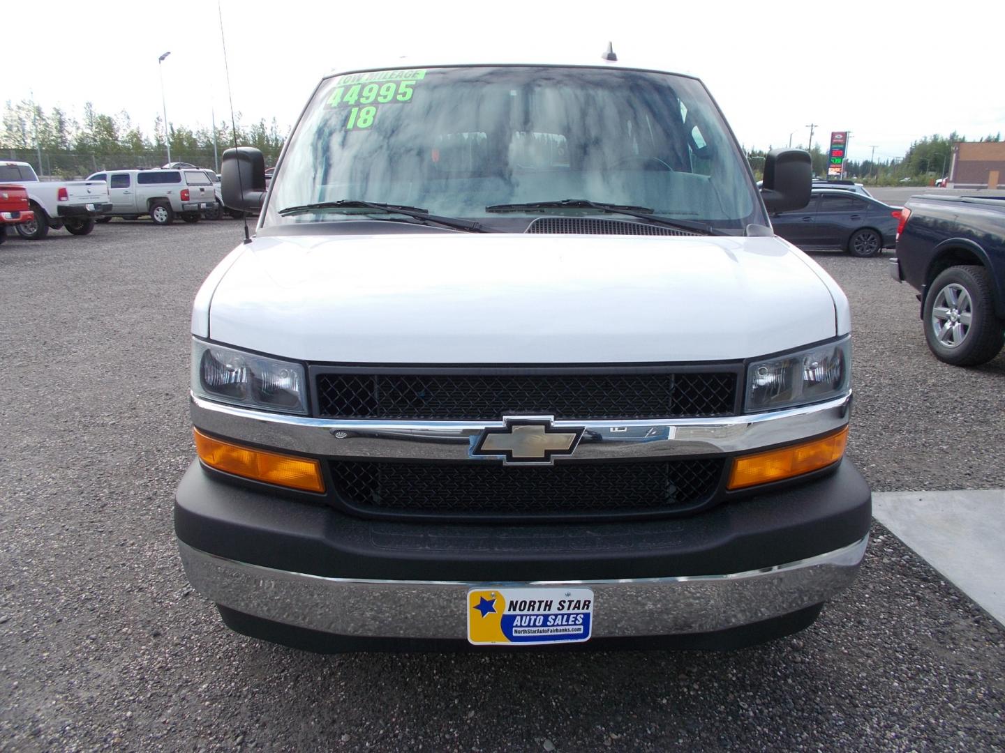 2018 White Chevrolet Express LT 3500 (1GAZGMFP2J1) with an 4.3L V6 DOHC 24V engine, 6A transmission, located at 2630 Philips Field Rd., Fairbanks, AK, 99709, (907) 458-0593, 64.848068, -147.780609 - Photo#1