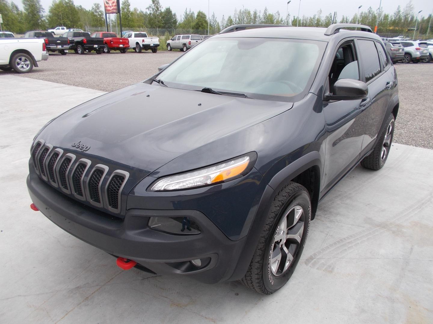 2017 Black Jeep Cherokee Trailhawk 4WD (1C4PJMBS3HW) with an 3.2L V6 DOHC 24V engine, 9A transmission, located at 2630 Philips Field Rd., Fairbanks, AK, 99709, (907) 458-0593, 64.848068, -147.780609 - Photo#0