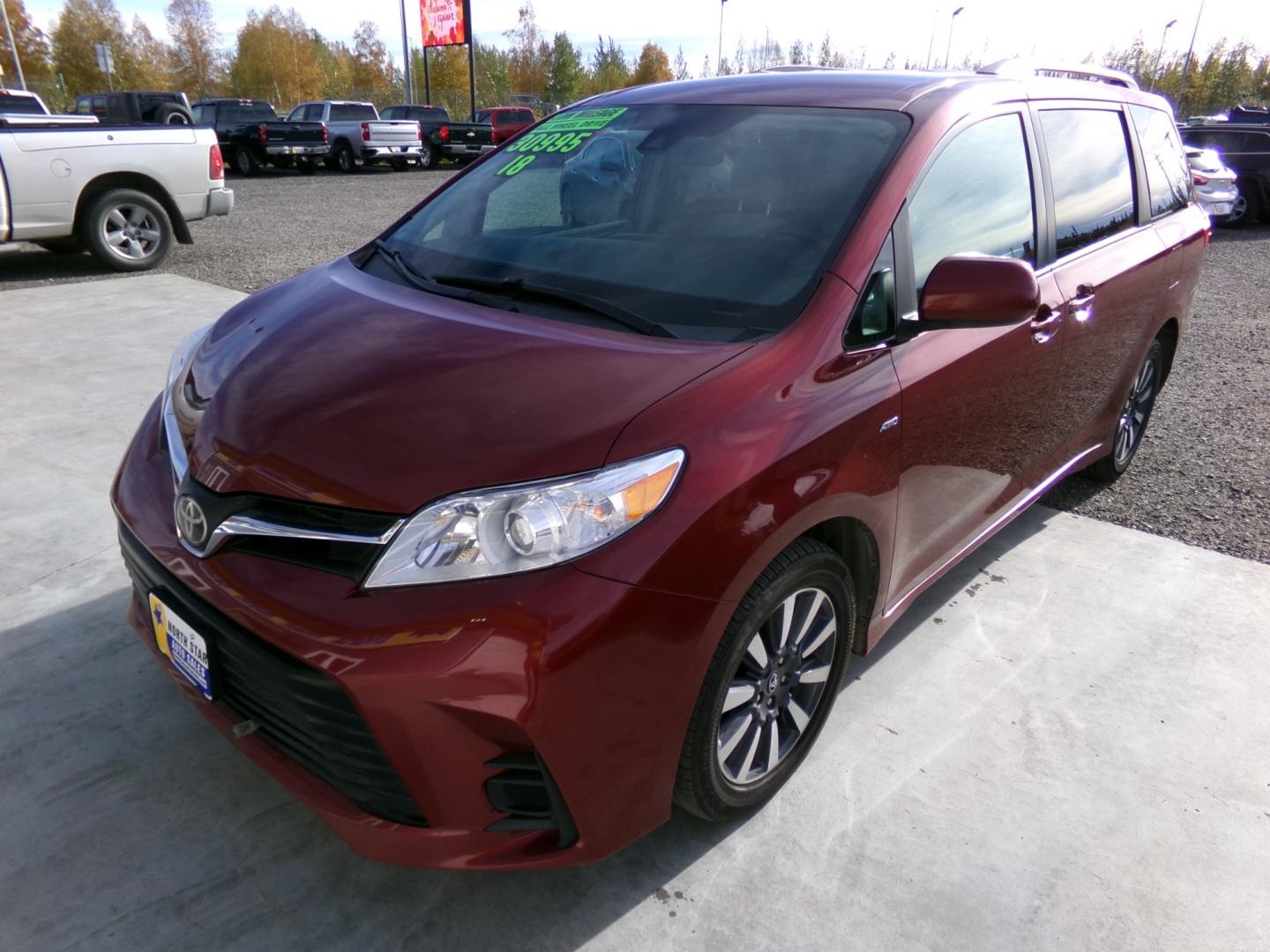 2018 Red Toyota Sienna LE 7-Passenger AWD (5TDJZ3DC2JS) with an 3.5L V6 EFI DOHC 24V engine, 8A transmission, located at 2630 Philips Field Rd., Fairbanks, AK, 99709, (907) 458-0593, 64.848068, -147.780609 - Photo#0