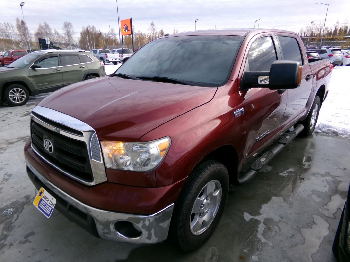 2010 Maroon Toyota Tundra SR5 CrewMax 5.7L 4WD (5TFDY5F18AX) with an 5.7L V8 DOHC 32V engine, 6-Speed Automatic Overdrive transmission, located at 2630 Philips Field Rd., Fairbanks, AK, 99709, (907) 458-0593, 64.848068, -147.780609 - Photo#0