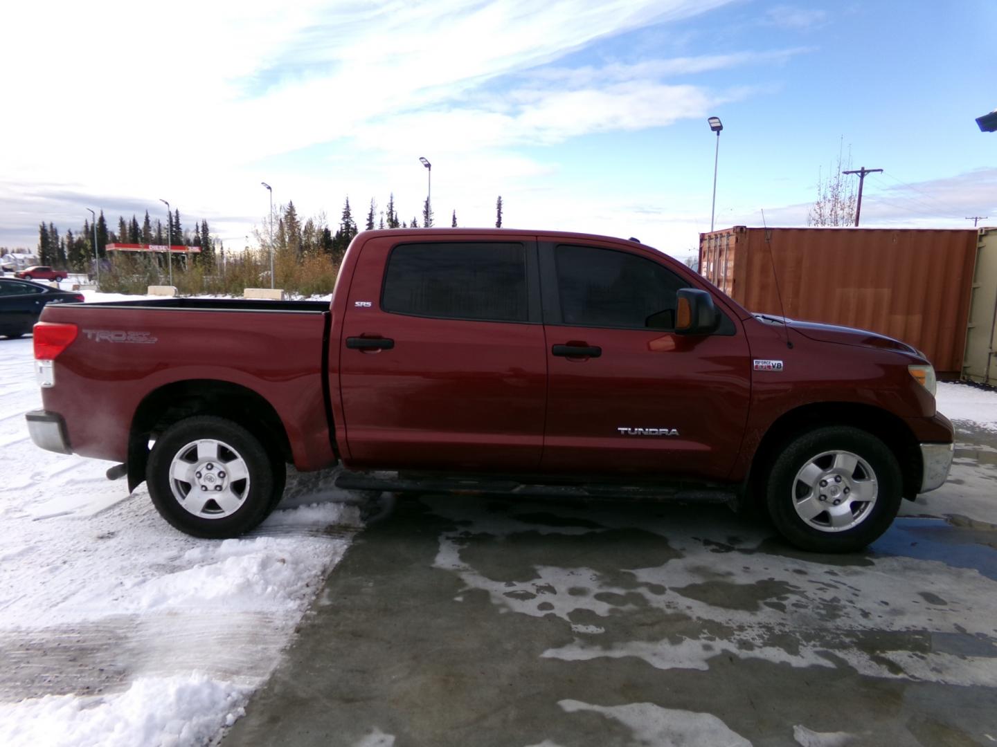 2010 Maroon Toyota Tundra SR5 CrewMax 5.7L 4WD (5TFDY5F18AX) with an 5.7L V8 DOHC 32V engine, 6-Speed Automatic Overdrive transmission, located at 2630 Philips Field Rd., Fairbanks, AK, 99709, (907) 458-0593, 64.848068, -147.780609 - Photo#2