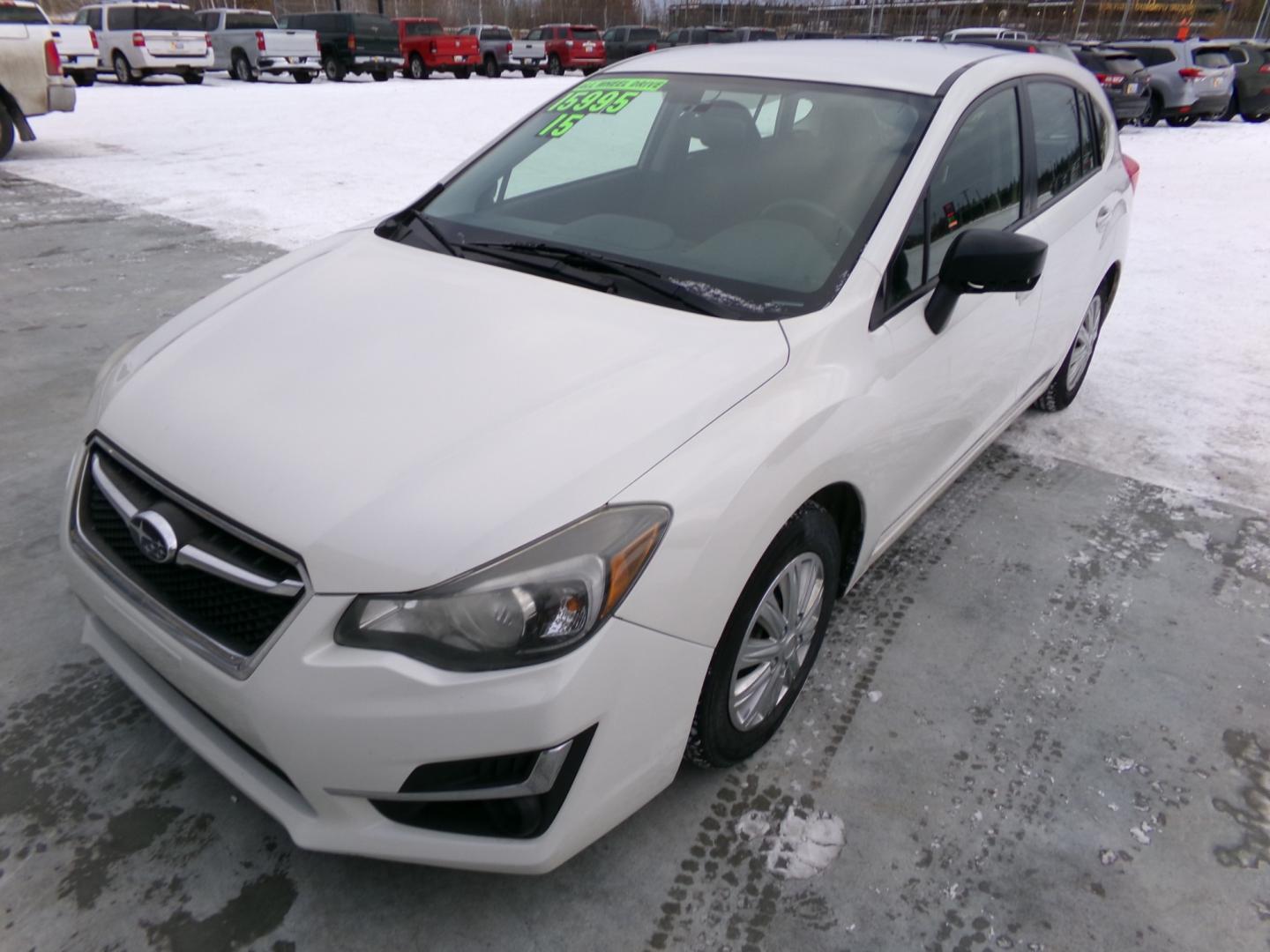 2015 White Subaru Impreza 2.0i PZEV CVT 5-Door (JF1GPAA6XF8) with an 2.0L H4 DOHC 16V engine, Continuously Variable Transmission transmission, located at 2630 Philips Field Rd., Fairbanks, AK, 99709, (907) 458-0593, 64.848068, -147.780609 - Photo#0