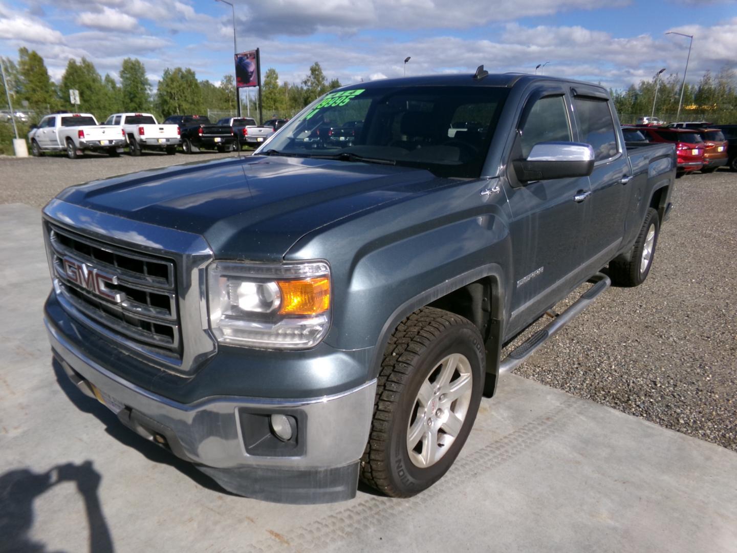 2014 Blue GMC Sierra 1500 SLT Crew Cab 4WD (3GTU2VEC4EG) with an 5.3L V8 OHV 16V engine, 6-Speed Automatic transmission, located at 2630 Philips Field Rd., Fairbanks, AK, 99709, (907) 458-0593, 64.848068, -147.780609 - Photo#0