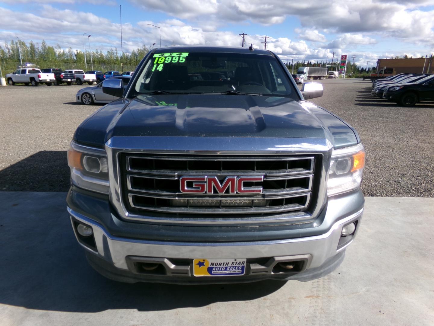 2014 Blue GMC Sierra 1500 SLT Crew Cab 4WD (3GTU2VEC4EG) with an 5.3L V8 OHV 16V engine, 6-Speed Automatic transmission, located at 2630 Philips Field Rd., Fairbanks, AK, 99709, (907) 458-0593, 64.848068, -147.780609 - Photo#1