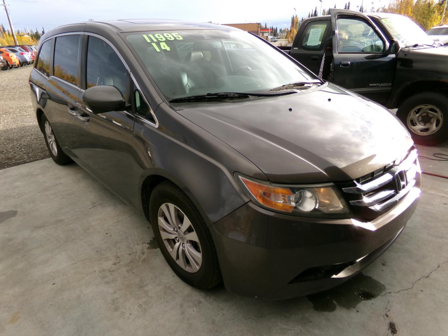 2014 Grey /Grey Honda Odyssey EX-L (5FNRL5H68EB) with an 3.5L V6 SOHC 24V engine, 6-Speed Automatic transmission, located at 2630 Philips Field Rd., Fairbanks, AK, 99709, (907) 458-0593, 64.848068, -147.780609 - Photo#0