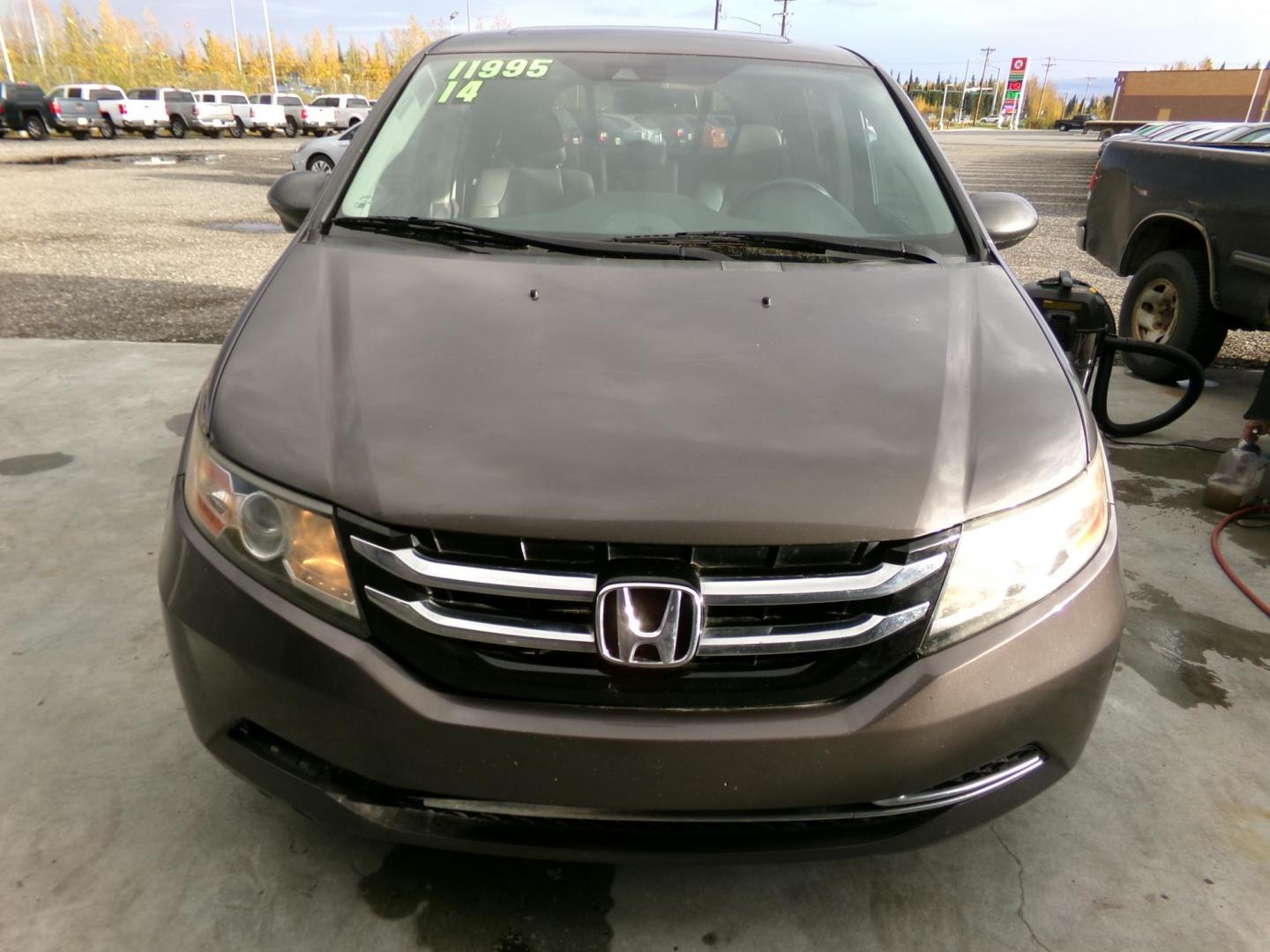 2014 Grey /Grey Honda Odyssey EX-L (5FNRL5H68EB) with an 3.5L V6 SOHC 24V engine, 6-Speed Automatic transmission, located at 2630 Philips Field Rd., Fairbanks, AK, 99709, (907) 458-0593, 64.848068, -147.780609 - Photo#1