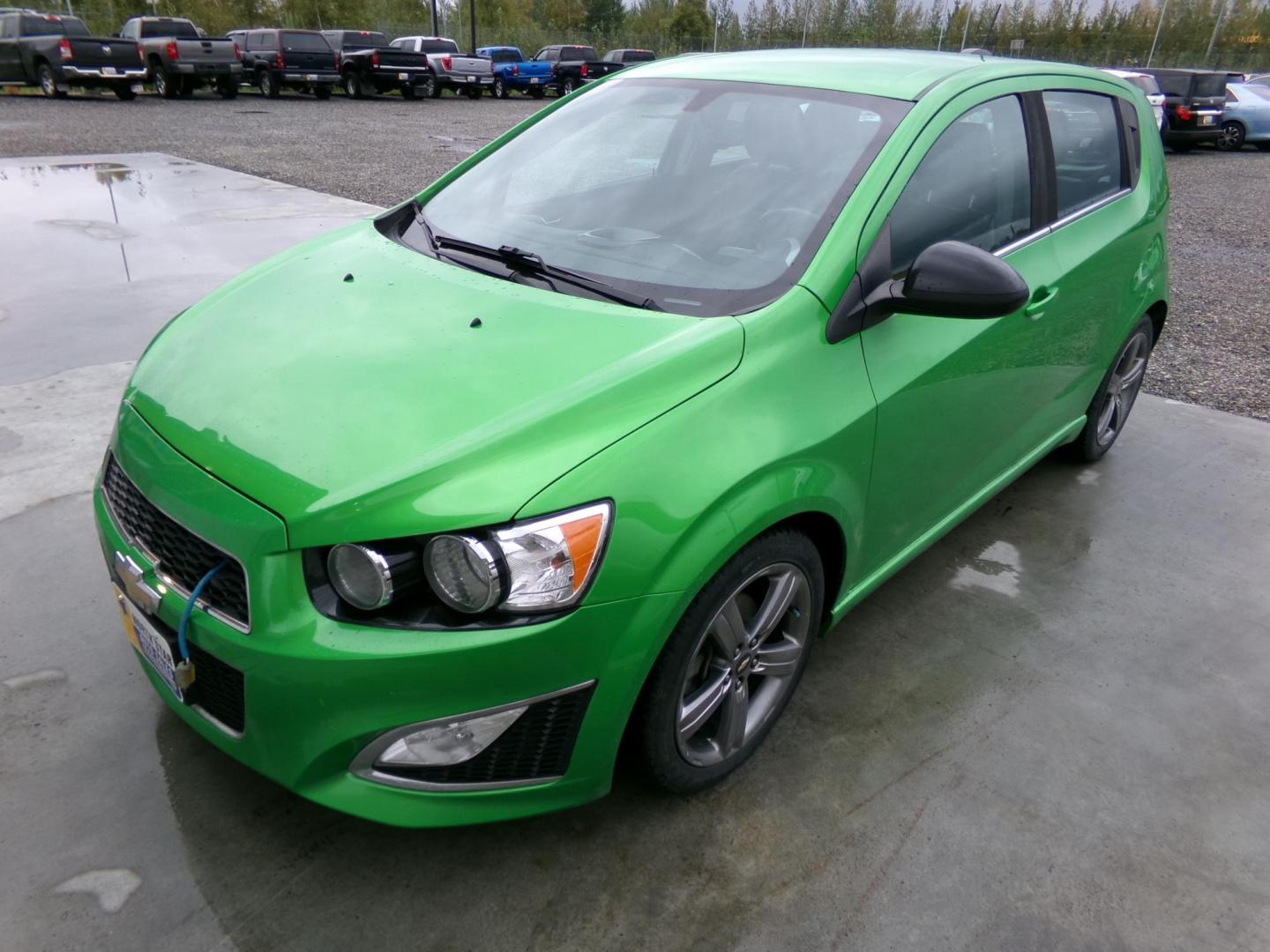 2015 Green /Black Chevrolet Sonic RS Auto 5-Door (1G1JG6SB8F4) with an 1.4L L4 DOHC 24V TURBO engine, 6A transmission, located at 2630 Philips Field Rd., Fairbanks, AK, 99709, (907) 458-0593, 64.848068, -147.780609 - Photo#0