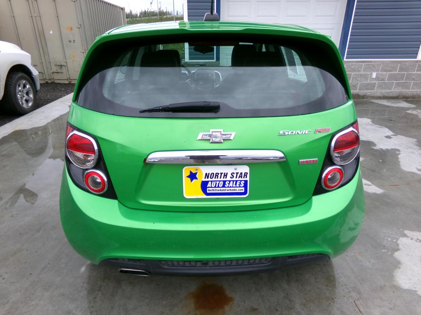 2015 Green /Black Chevrolet Sonic RS Auto 5-Door (1G1JG6SB8F4) with an 1.4L L4 DOHC 24V TURBO engine, 6A transmission, located at 2630 Philips Field Rd., Fairbanks, AK, 99709, (907) 458-0593, 64.848068, -147.780609 - Photo#3